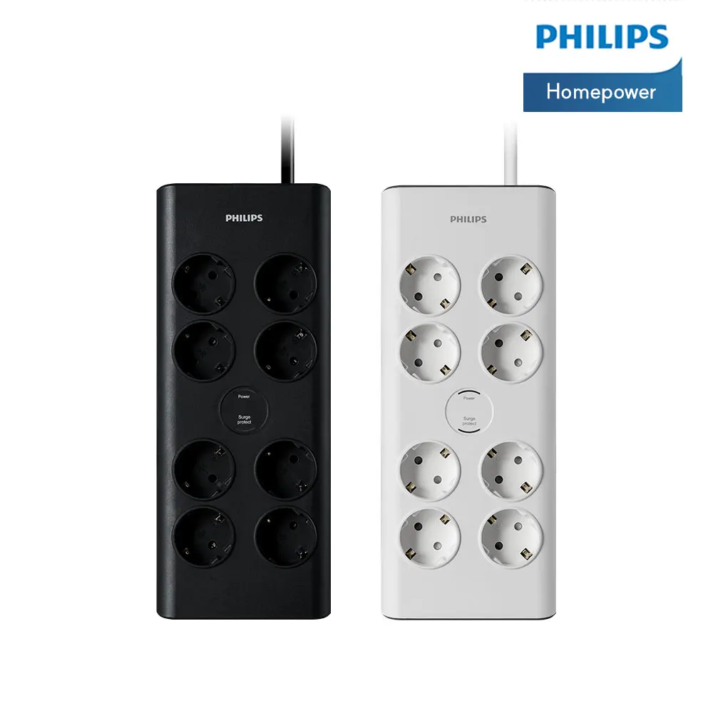 Philips Multi-tap High Capacity Power Strip surge protector 4000W Premium 8 Outlets 2M