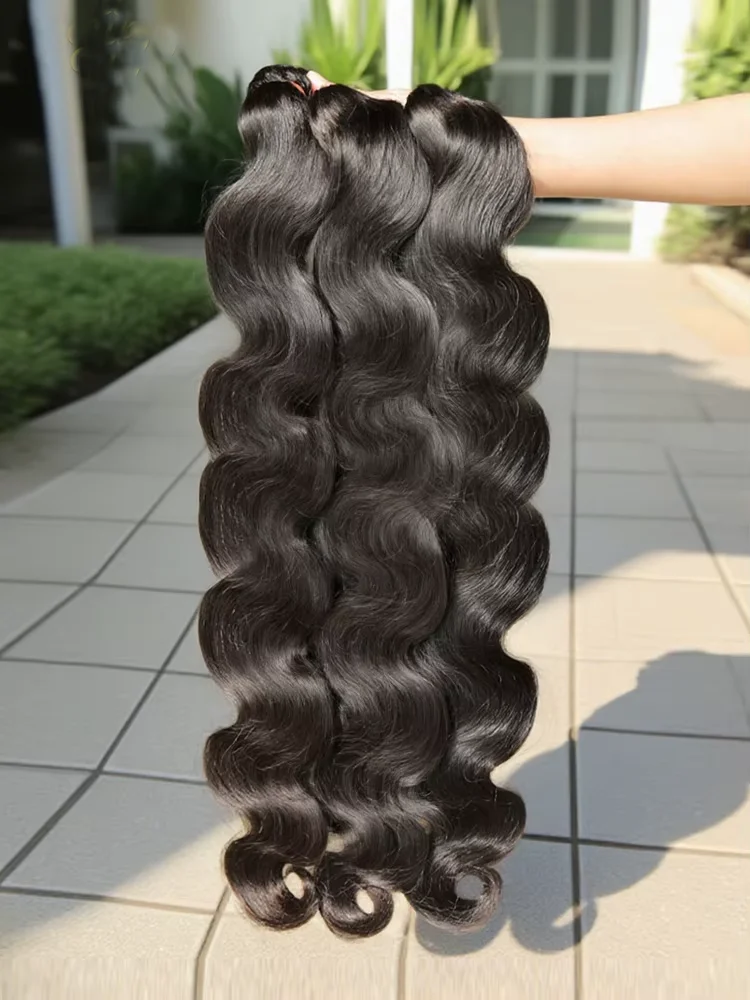 

Body Wave Raw 1 3 4 Bundles 30 34 Inch Indian 100% Unprocessed Human Hair Wavys Double Drawn Reny Bundles Weave Extensions