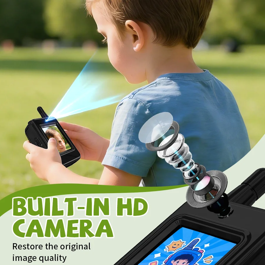 2 Pack Video Walkie Talkies, Rechargeable Handheld Video Intercom
