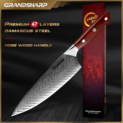 Chef Knife 67 Layers Japanese Damascus Kitchen Knives AUS10 Japanese Damascus Steel Slaughter Cooking Home Tools Rosewood Handle