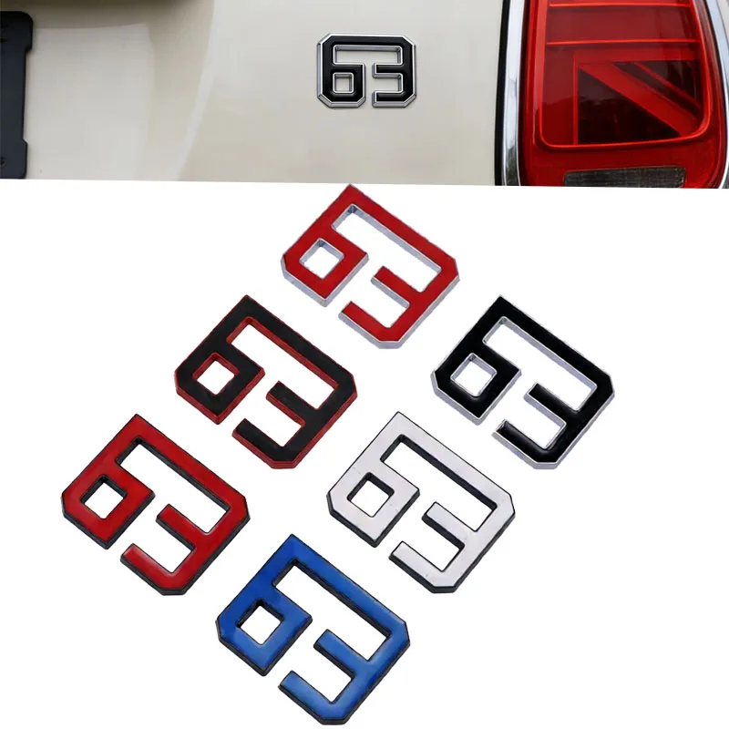 

3D Metal 63 Logo Car Decoration Sticker For MINI Focus Civic Fit Sports Car Modification Parts