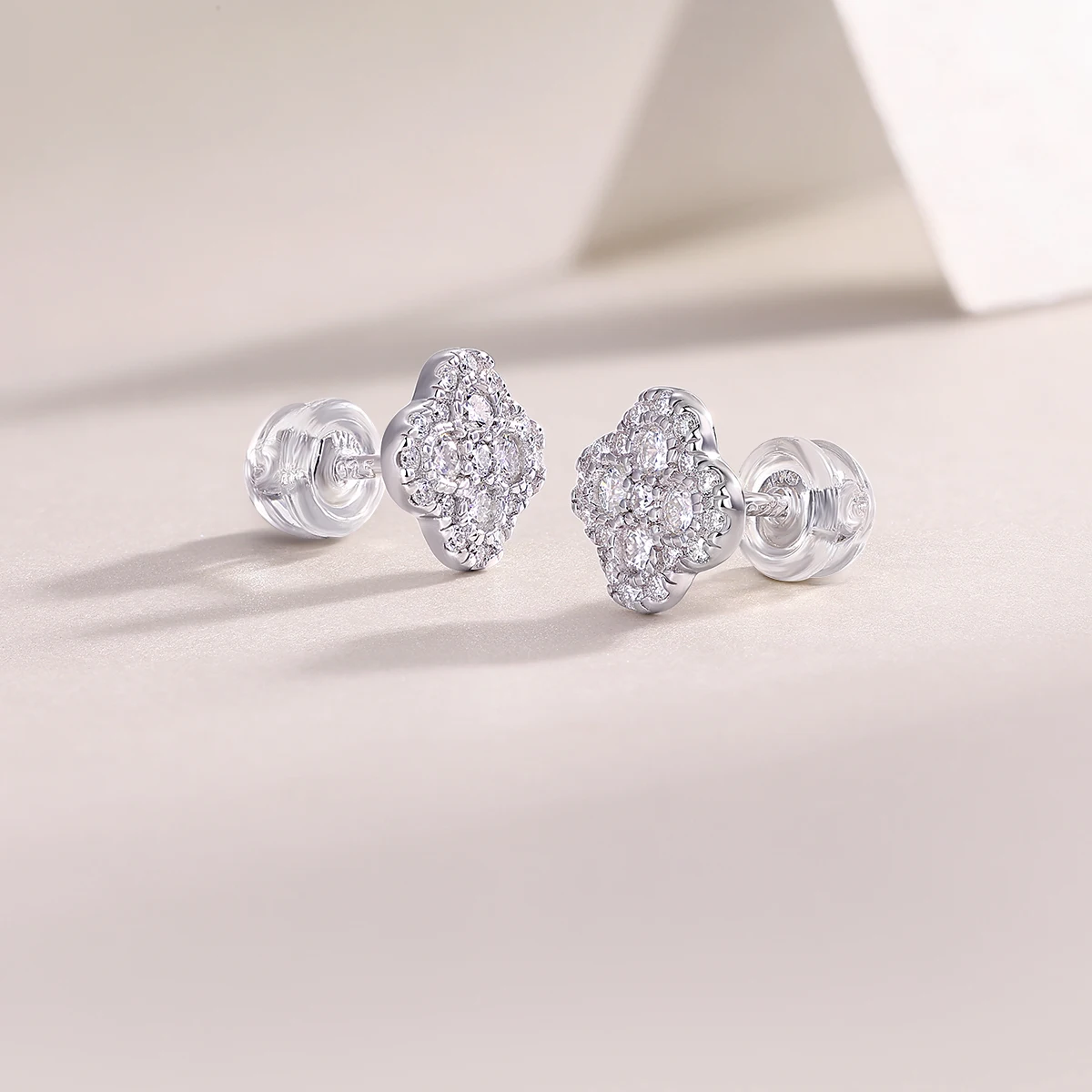 Kfvanfi Moissanite D VVS 925 Sterling Silver Classic Four-Leaf Clover Sparkling Full Diamond Women's Earrings Jewelry Gift