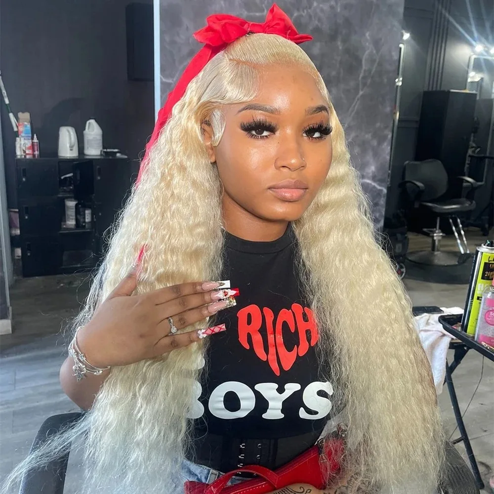 

300 Real Density 613 Curly Wigs Human Hair 13x6 HD Blonde Lace Frontal Wig Honey Colored Brazilian Deep Wave 13x4 Lace Front Wig