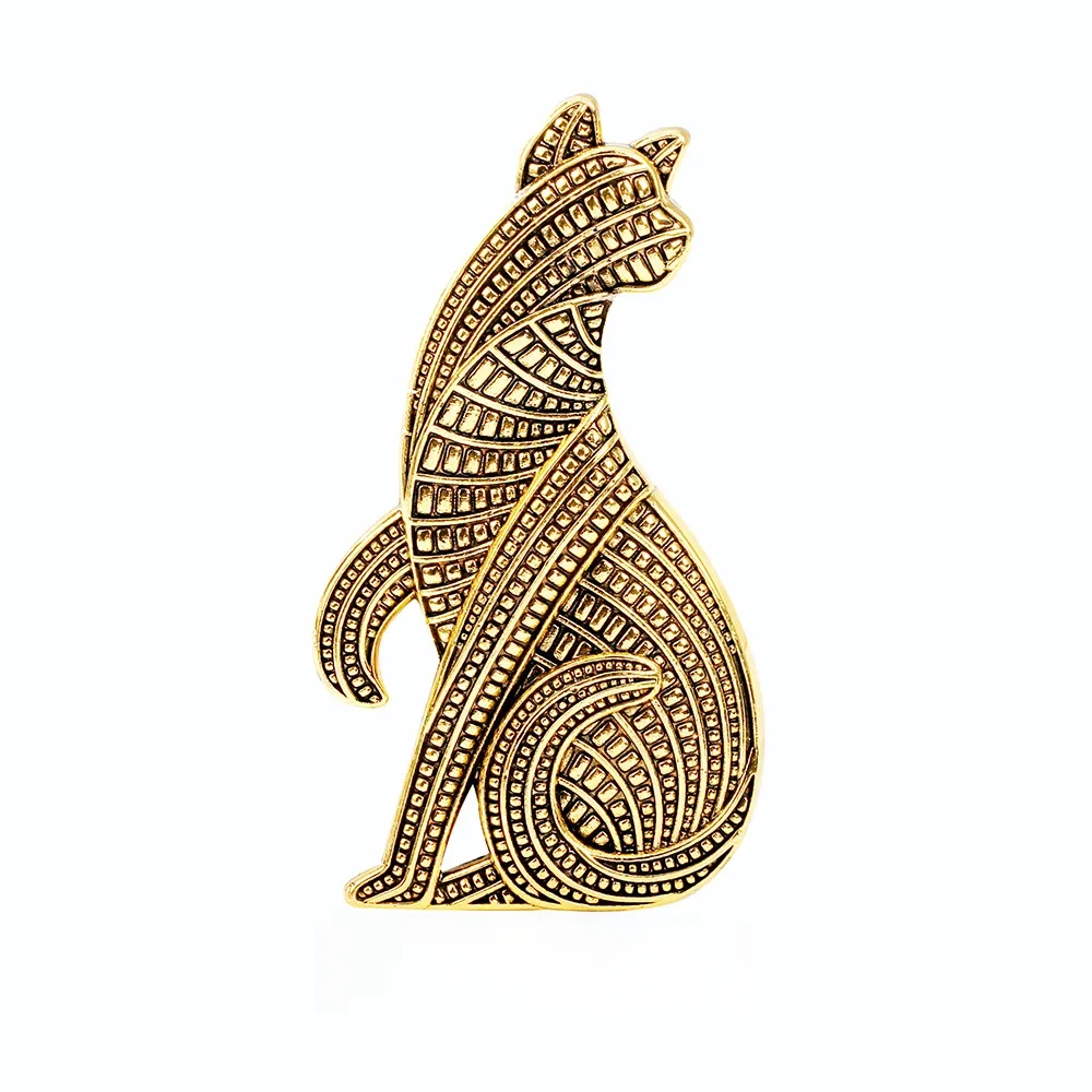 Vintage broszki z kotem dla kobiet unisex 2-kolorowy metalowy styl narodowy tygrys kot zwierzęta domowe impreza na co dzień broszka przypinka biżuteria prezent — zdjęcie 2