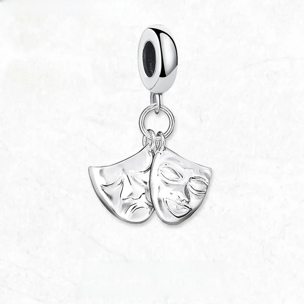 Theatre Masks Charms Pendant Spring Brand New European Style 925 Sterling Silver Vintage Fashion Jewelry Club dla kobiet i mężczyzn — zdjęcie 2