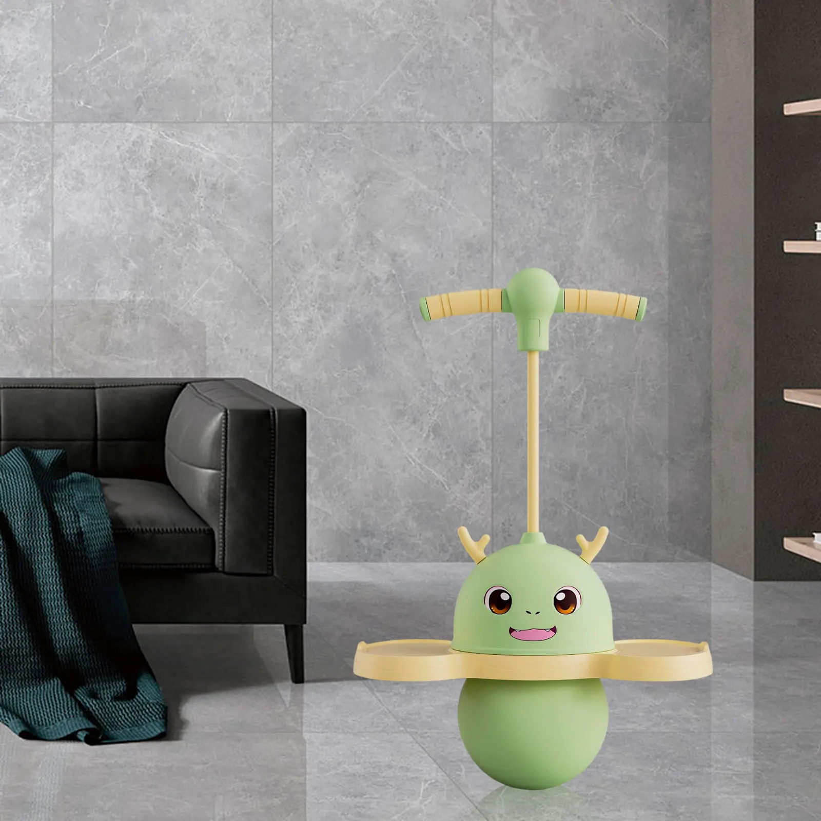 Pogo Ball with Handle Trick Board High Jump Toy Strong Grip Funny Bouncing Ball for Games Playground Workout Home Children