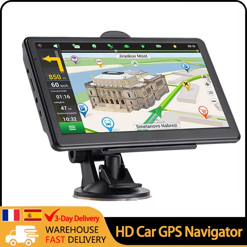 New 7Inch HD Car GPS Navigator Touch Screen 2024 Map Free Download Universal Models Satellite Navigator Car Accessories