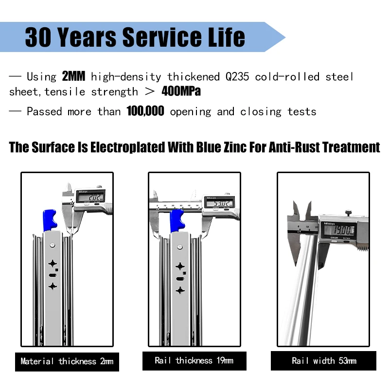 

WASHINGST 10" - 40" Lockable Heavy Duty Drawer Runners, Ball Bearing Lock-inRail Hardware Slide Three Fold Full Extension Drawe