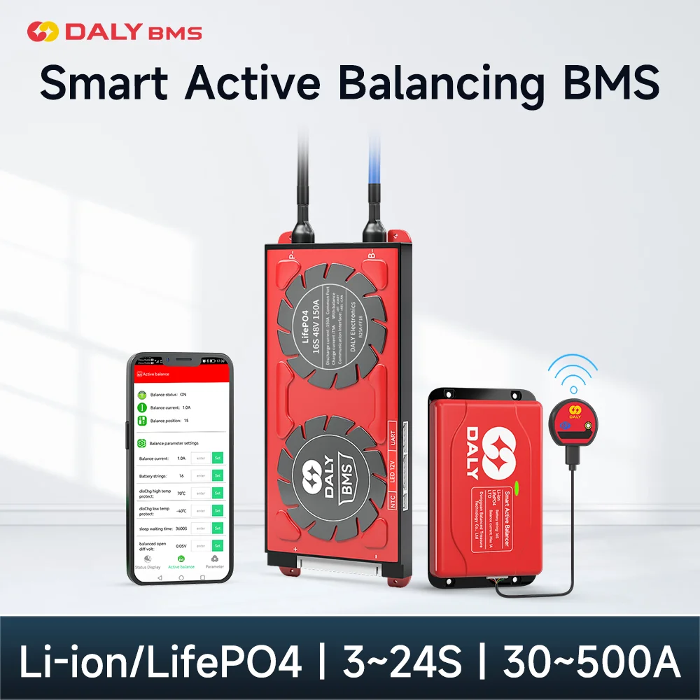 Daly Smart BMS Active Balancer APP Board Bluetooth Battery Equalizer 3S 4S 7S 8S 10S 12S 13S 16S 17S 24S Inverter Power Banks