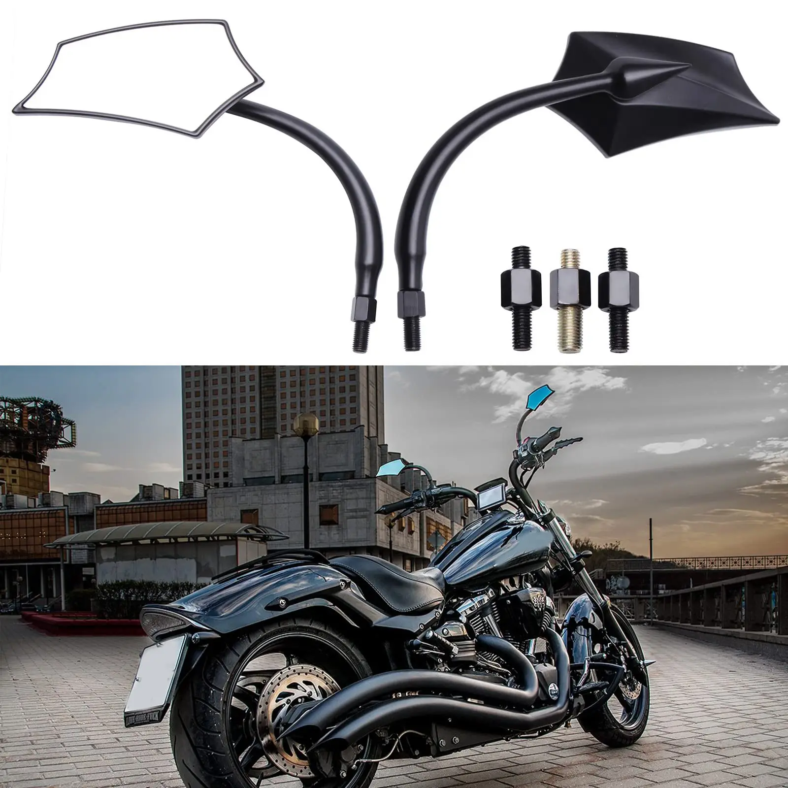 Motorcycle Black M8 M10 Motorcycle Mirror Rear View Black Compatible with Street Bike Sports Bike Chopper Cruiser Touring，Suzuki