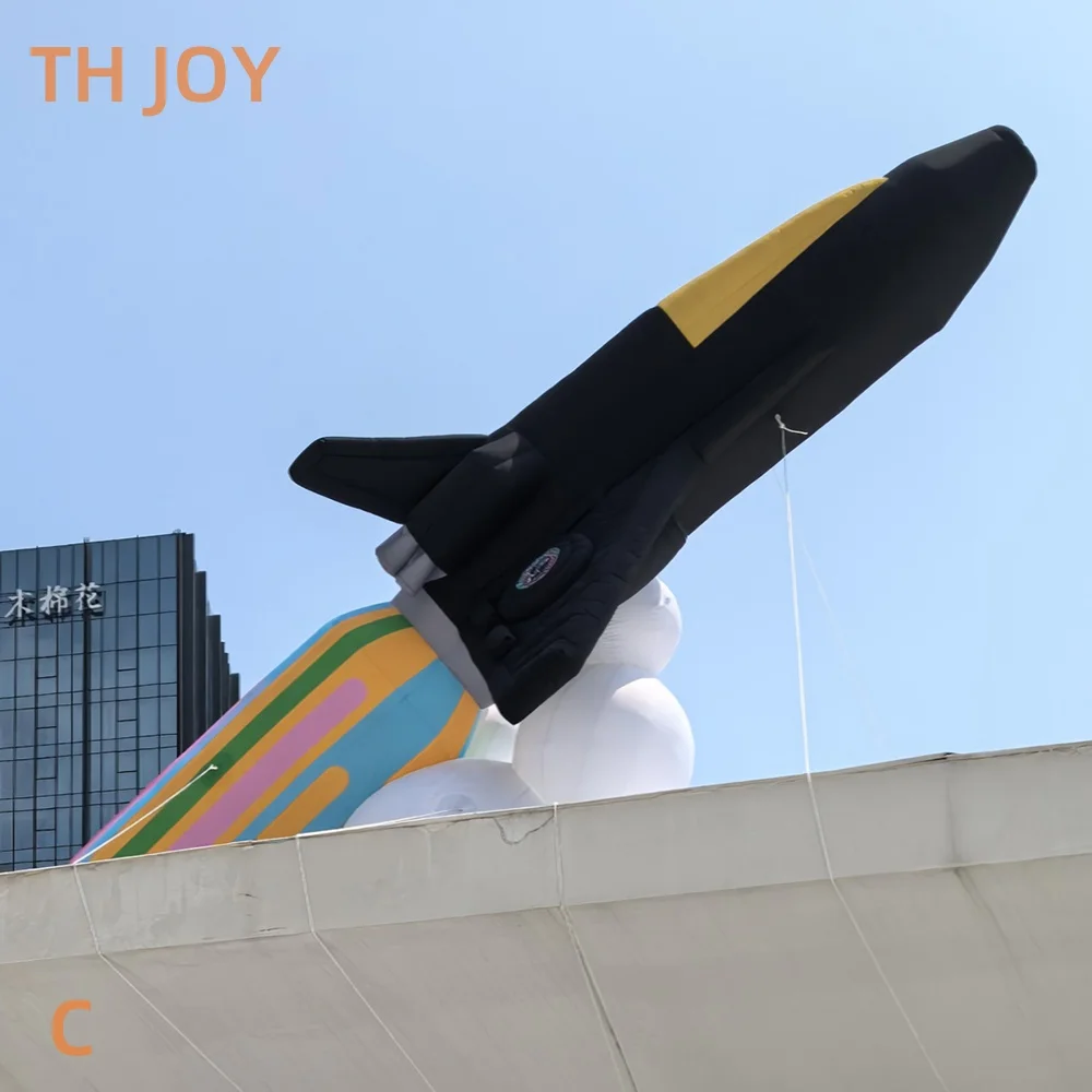 nave aerea veloce a porta, modello di razzo gonfiabile, palloncino gonfiabile gigante personalizzato Space Shuttle con luce per la decorazione