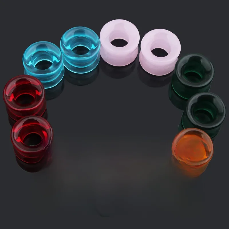 Nowe 2 sztuki / partia Szklane zatyczki do uszu i tunele Tunelki do ciała Piercing Tunelki do uszu Tunelki do uszu Biżuteria do ciała Piercing — zdjęcie 2