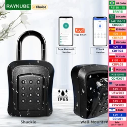 RAYKUBE IP65 impermeable Metal inteligente montaje en pared caja de bloqueo de llave cerradura de seguridad con aplicación de bloqueo Tuya/TT/desbloqueo de contraseña para caja fuerte de llave