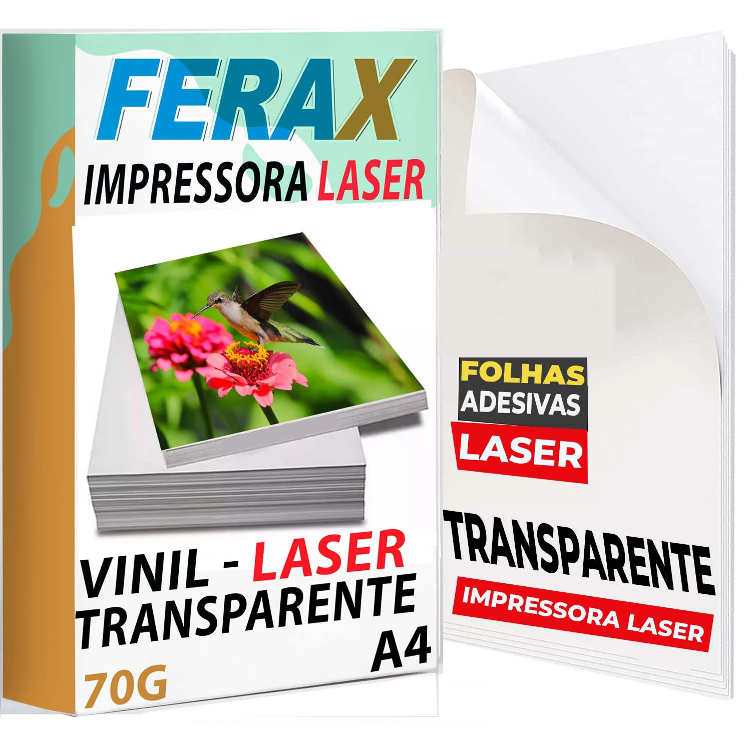 Vinil Transparente 100% A4 para Impressão em Impressora a Laser - Secagem Rápida, Cola Forte e Autoadesivo - Vinil Premium