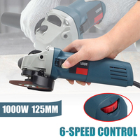 1000W Electric Angle Grinder 220V Corded Grinding Machine 6 Speeds 125MM Electric Grinding Cutting Polishing Power Tool