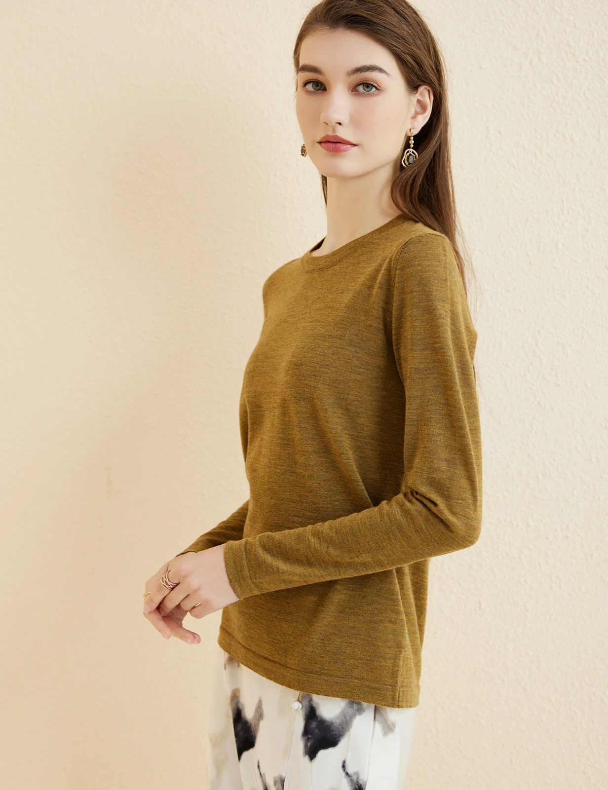 Women's T Shirt 100% Merino Wool Base Layer Top Fall Winter Fashion Crewneck Soft Merino Tee Long Sleeve Tops Knit Women Clothes