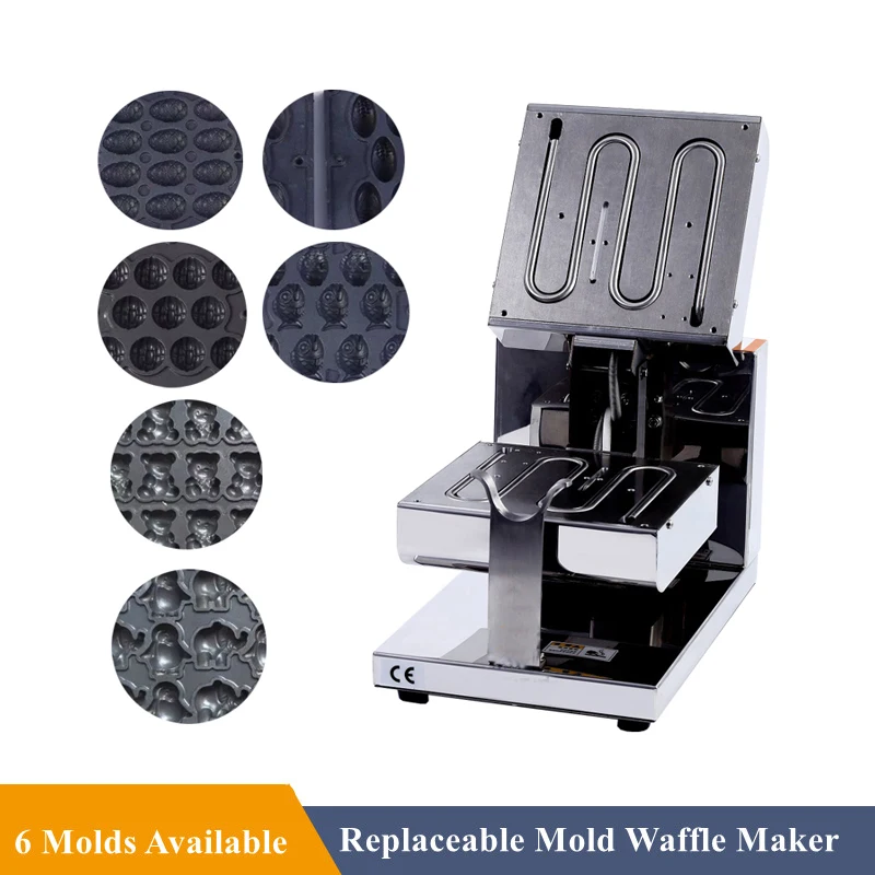 Multi-funtion 1400W Electric Waffle Maker Flipped Non-stick Surface Detachable 6 in 1 Waffle Making Baker Making Machine