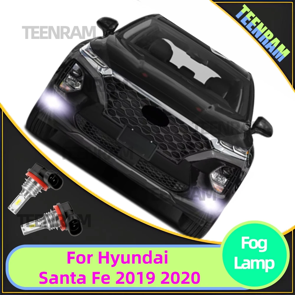 2Pcs LED Fog Lamp Bulbs For Hyundai Santa Fe 2019 2020 (only fit fit model with halogen fog lamp) Front Fog Light Canbus White