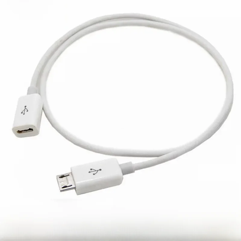 Przedłużacz Micro USB 5Pin z pełnym złączem męskim na żeńskim do ładowania danych z funkcją MHL OTG czarno-biały 0,1m-2m — zdjęcie produktu 3