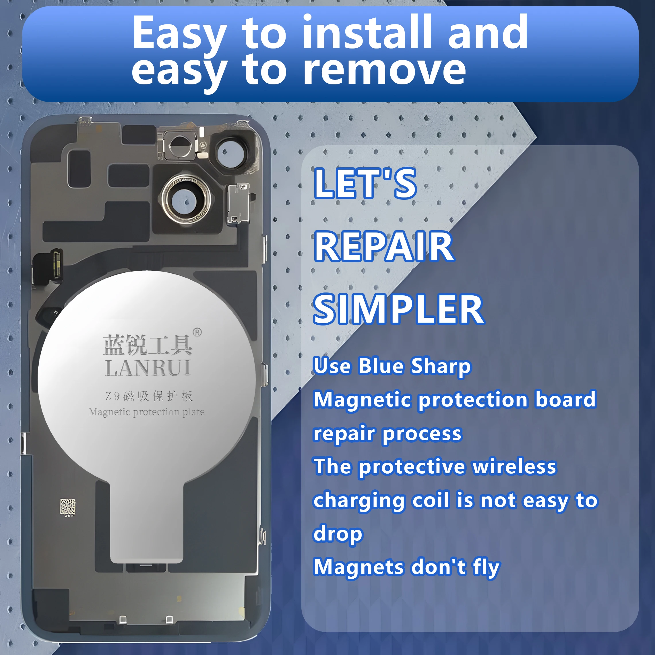 Lanrui z9/z9s Universal Rear Glass Magnetic Protection Plate for IP11-17 Series Protection For Wireless Charging Magnets