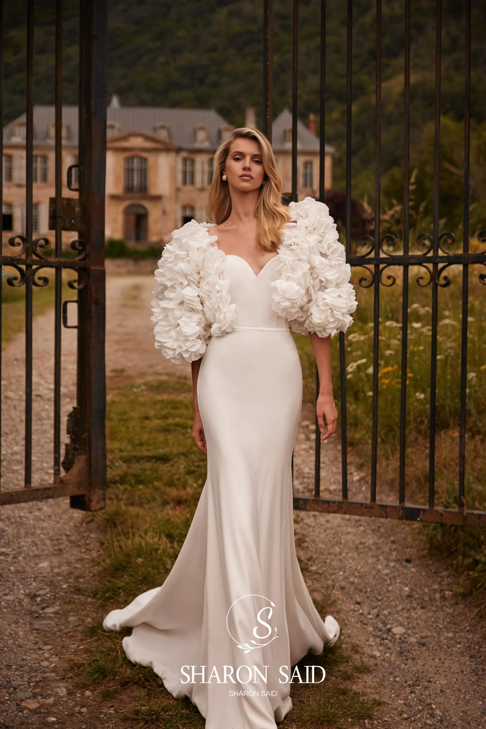 Sharon disse 2025 elegante querida sereia vestido de casamento simples sexy 3d flor boné manga cetim vestidos de noiva sw479 personalizado