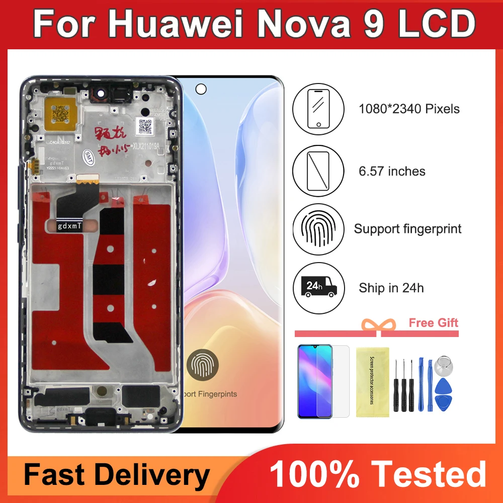 6.57'' For Huawei Nova 9 LCD Display NAM-AL00, NAM-LX9 Touch Screen Digitizer Assembly With Frame Replacement Parts