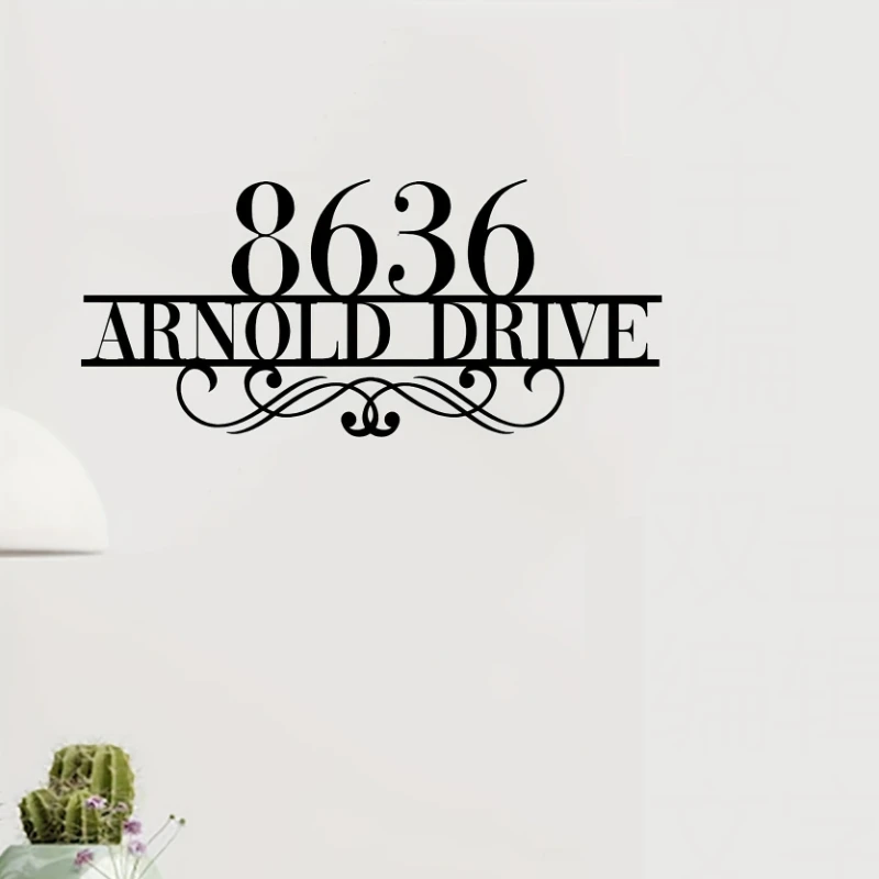 Custom Metal Address Sign with Number&Street Name, Elegant Wall Art Sign for Home Entrance, Gift for Holidays&Special Occasions, view 3