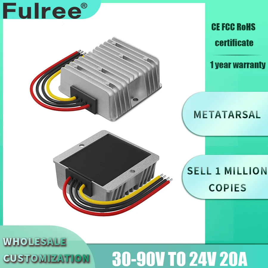 DC 30-90V 36V 48V 56V 60V 72V to 24V10A 15A 20A DC Step Down Voltage Buck Converter Regulator 84/72/60/48Volt to 24 Volt Module