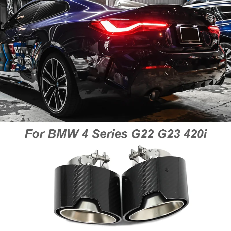 2pcs/lot Carbon Fiber Exhaust For BMW G22 G23 G26 420i 430i M Performance Muffler Tip Directly Plug Tailpipe Exhaust System