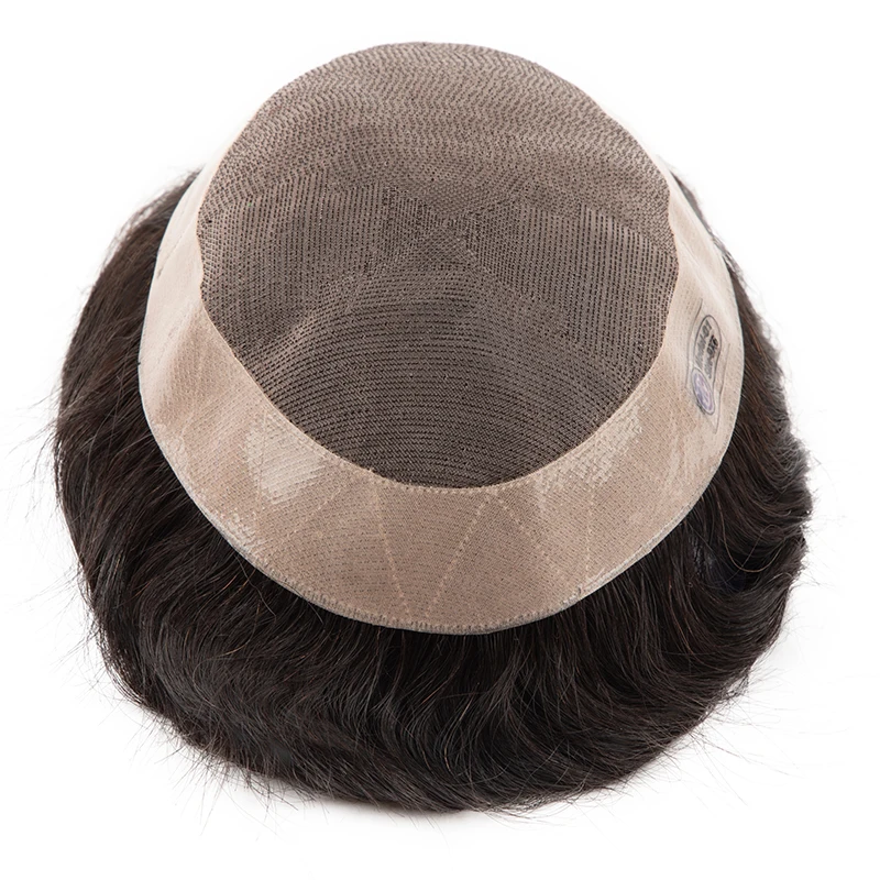 Men Hair Toupee Fine Mono Men's Wig Durable Capillary Prosthesis 6inch Handmade Mens Wigs Human Hair Tupee System 130% Density