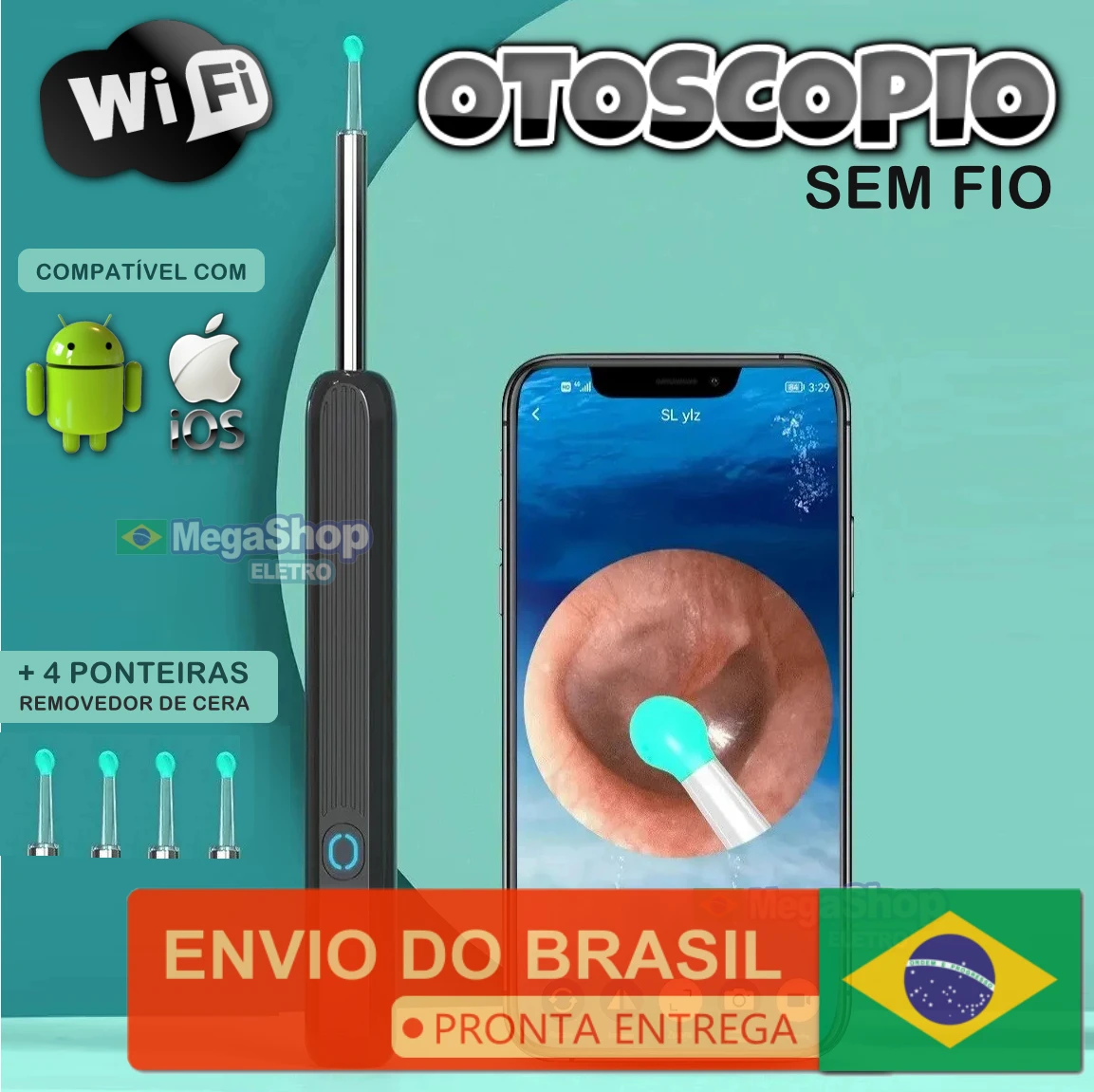 WiFi Otoscope with Camera for Ear Cleaning and Wax Removal-Compatible with Android and iPhone