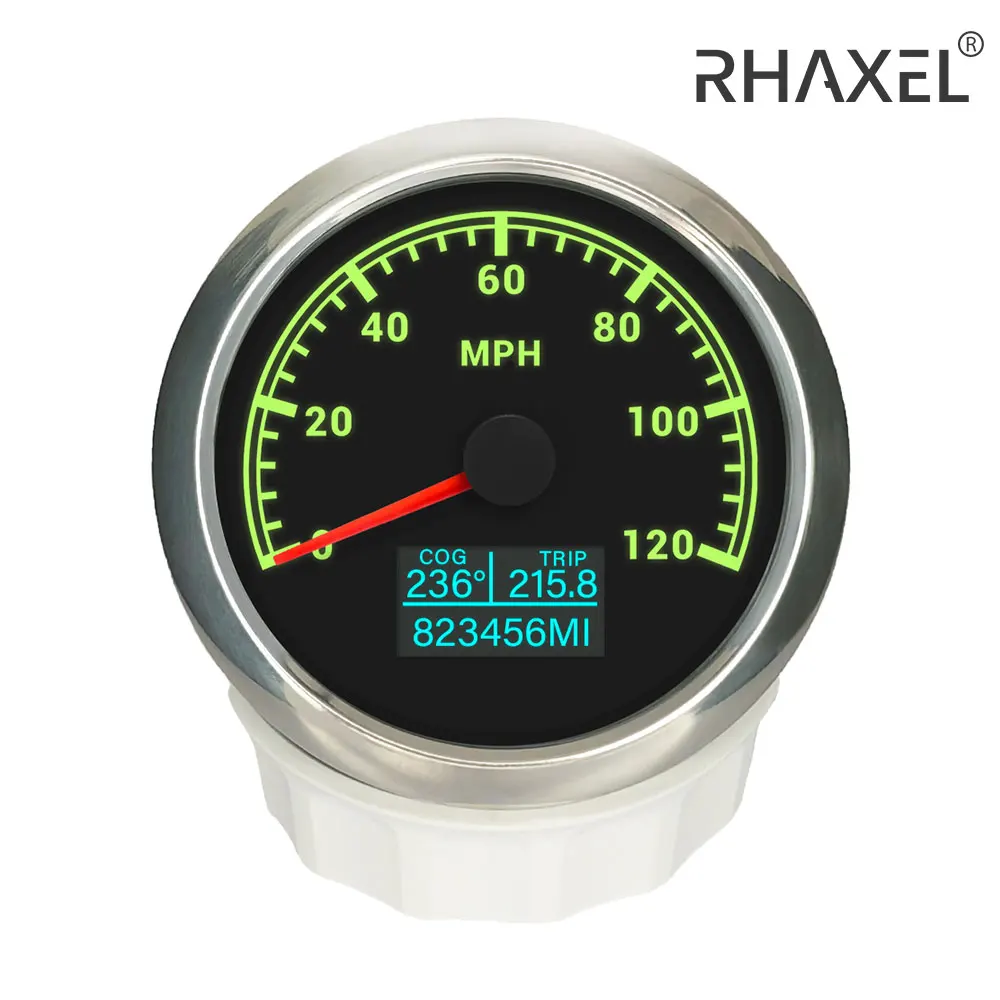 

RHAXEL 85mm 0-30Knots 0-200km/h GPS Speedometer Odometer Gauge Meter for Car Truck Motorcycle with 7 Backlights 9-32V