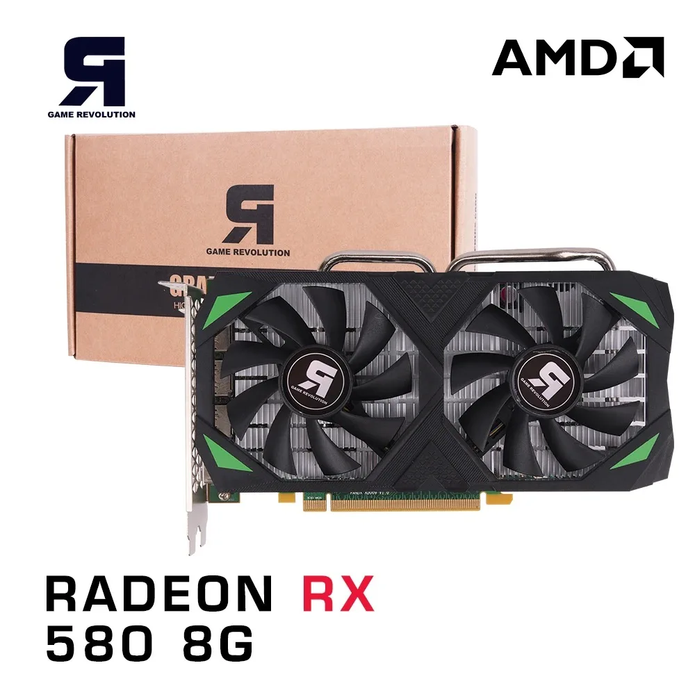 USED GAME REVOLUTION AMD RX 580 8GB GDDR5 256bit Black GPU Desk Computer Gaming Graphics Card