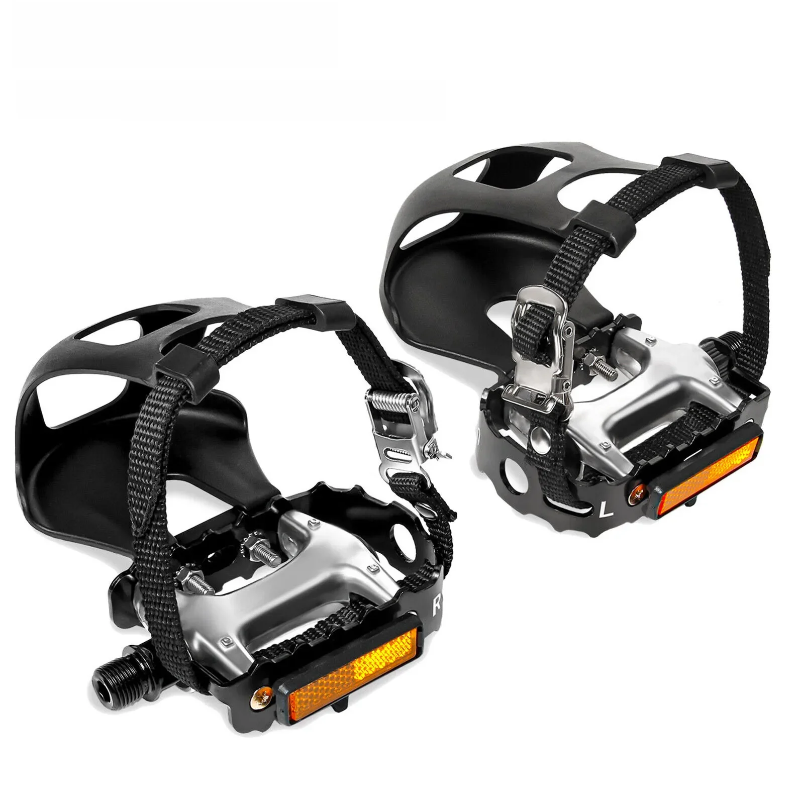 AliExpress BUCKLOS Bicycle Pedal with Toe Clip Indoor Training Bike Pedal Aluminum Alloy Outdoor Road Cycling Mountain Spin Pedal Bike Part