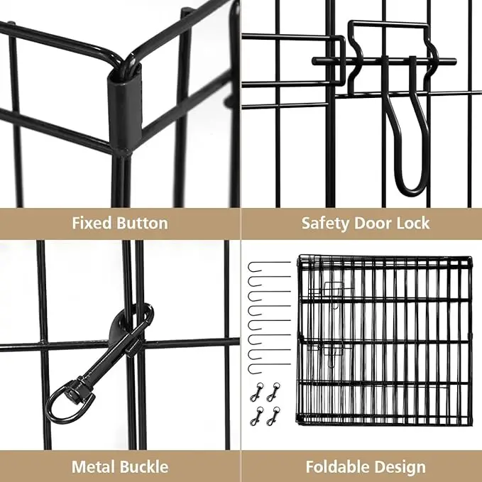 Pet Playpen Puppy Playpen Kennels Dog Fence Exercise Pen Gate Fence Foldable Dog Crate 8 Panels 24 Inch Kennels Pen Playpen Opti