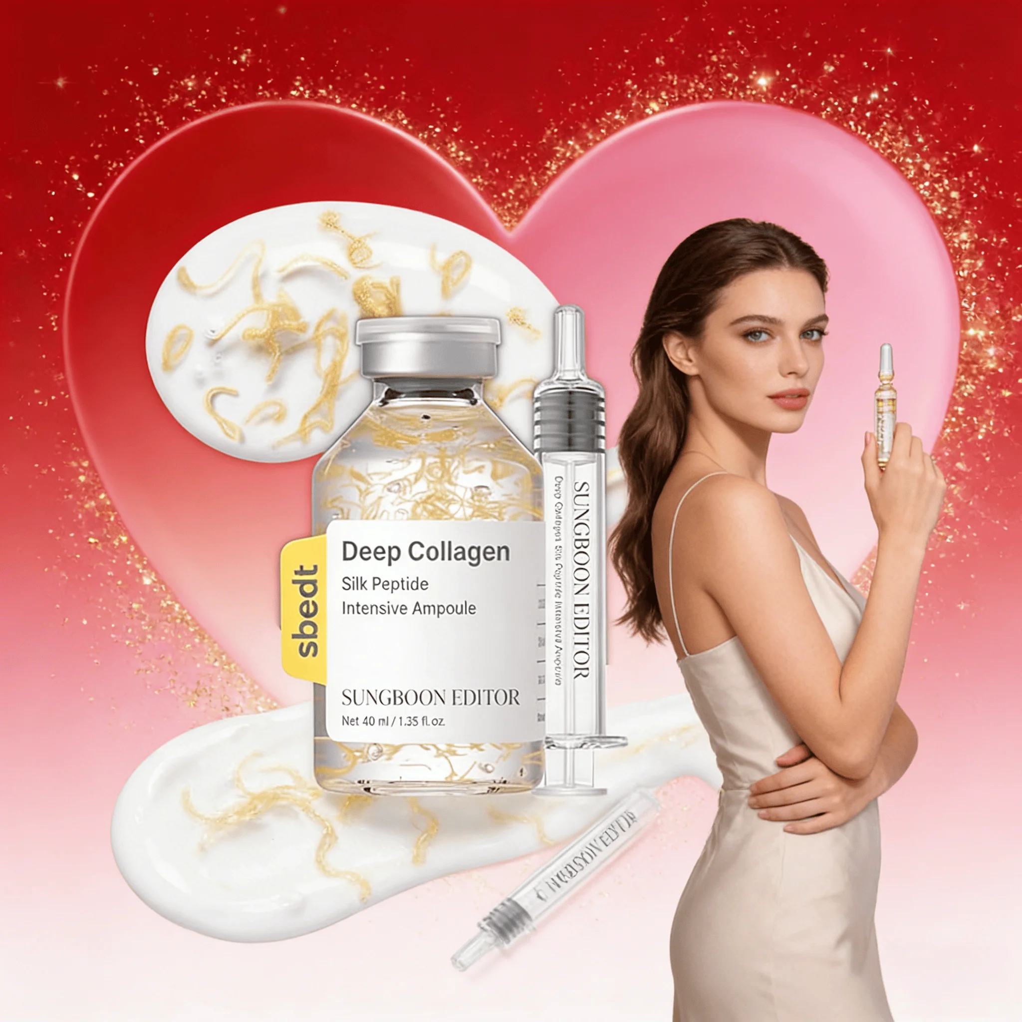 Ampolla Intensiva Reafirmante con Péptidos de Seda SUNGBOON EDITOR | Suero Antienvejecimiento Coreano para Rostro con Colágeno y Complejo de 30 Péptidos