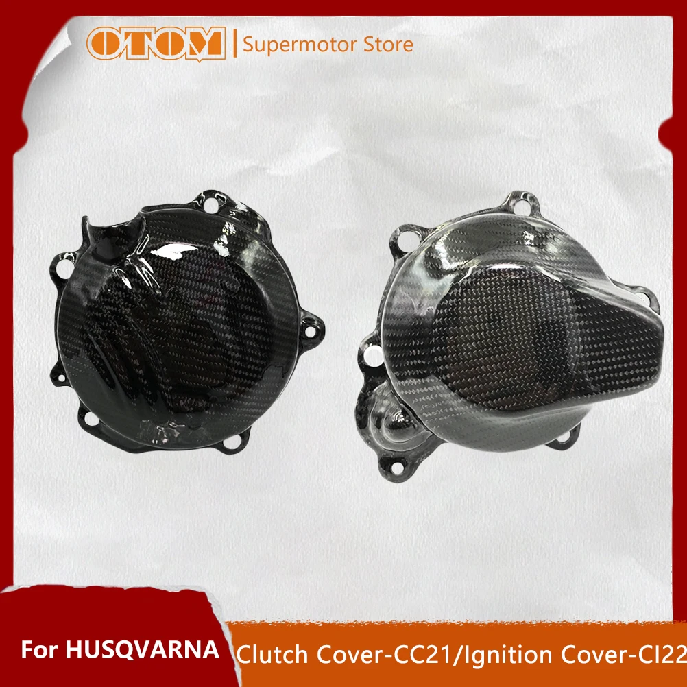 Motorcycle Accessories Clutch Cover Ignition Cover Engine Protector Carbon Fiber Guard For HUSQVARNA TC125 TE150 TX125 2019-2023