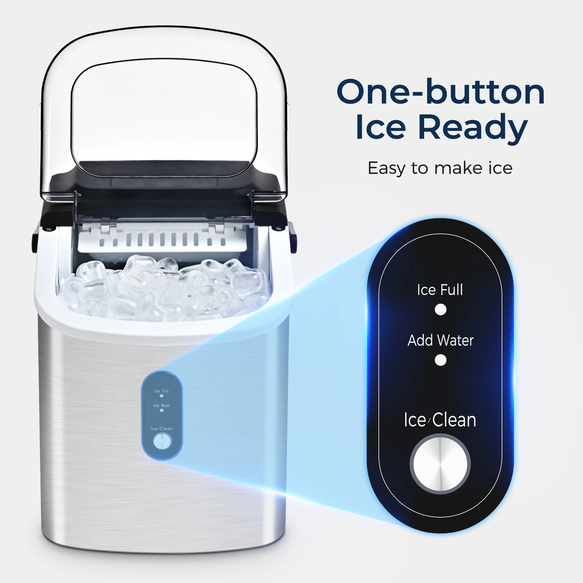 ICYGLEE Portable Ice Maker Machine 26.5lbs/Day 9 Cubes in 6 Mins with Auto-Cleaning Basket and Scoop for Kitchen Office Party