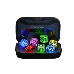 Wireless Light Up Dice Set D and D RGB for Dungeons and Dragons,7 Color LED DND Dice with Charging Box Rechargeable