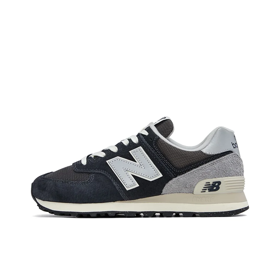 New Balance NB 574 - حذاء جري ريترو، دافئ، منخفض القطع للرجال والنساء - أسود/رمادي #1