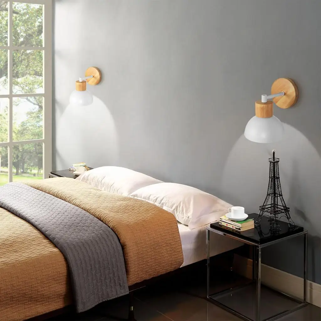 

Nordic LED Wall Lamp Wood Creative Lighting Fixture Guest Room Balcony Staircase Sconce Bedroom Bedside Decor Light with bulb