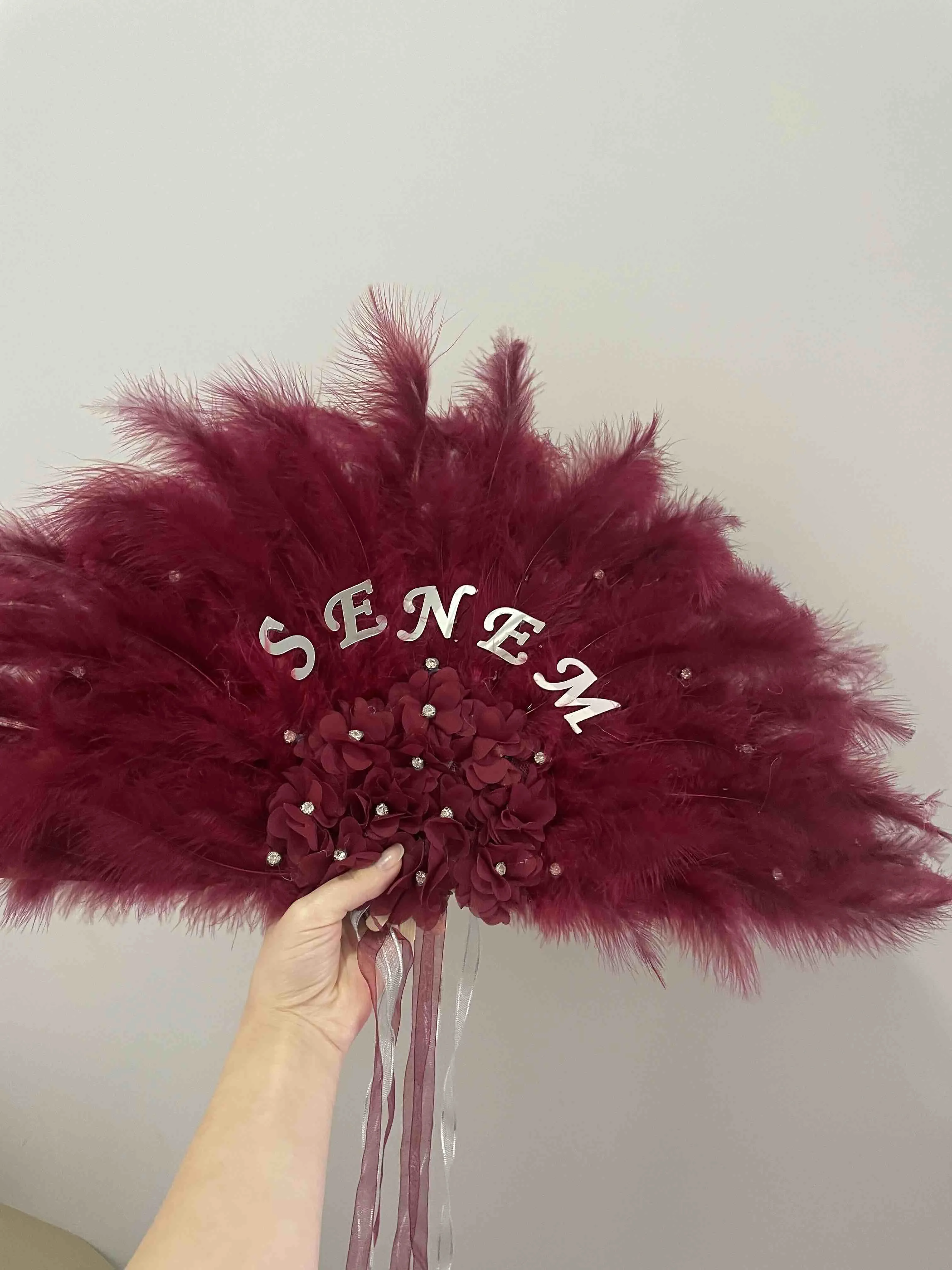 Maroon Bridal Range, Bachelor Party, Bride To Be, Bridesmaids, Hina Night, Wooden Feathered Fan