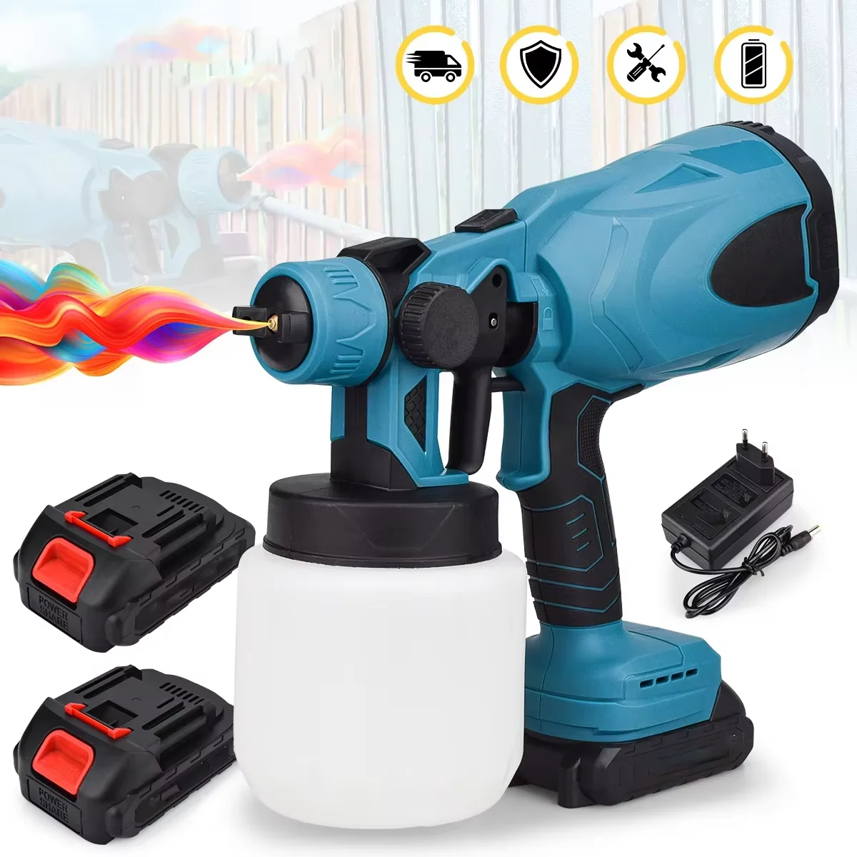 PISTOLA DE PULVERIZACIÓN eléctrica inalámbrica, pulverizador de pintura portátil para el hogar, aerógrafo de revestimiento de acero para muebles de coche, batería Makita de 18V, 800ML