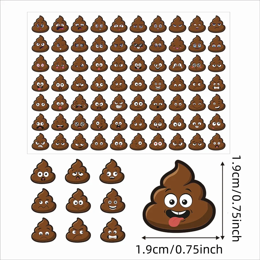 350 Pcs Poop Stickers, 5 Sheets, Waterproof DIY Labels for Scrapbooks, Planners, Packaging, Crafts, Creative Decoration