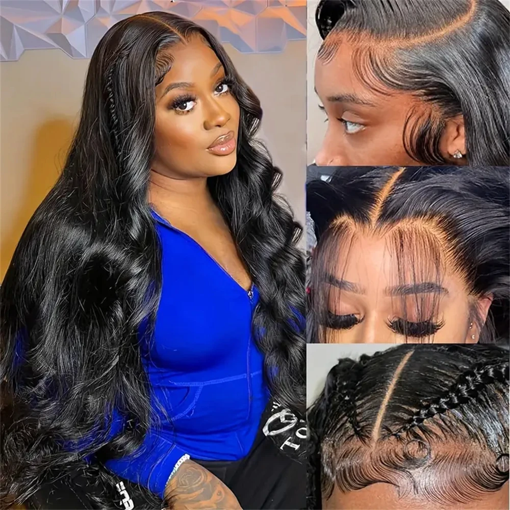 

Glueless Wig Lace Frontal Wig Human Hair Pre Plucked Body Wave HD Transparent 13x4 13x6 180 Density 34 Inch For Women