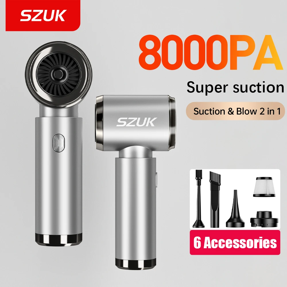 SZUK Portable Car Vacuum Cleaner 8000Pa Powerful Wireless Vacuum Cleaner Strong Suction Handheld Mini Vacuum Cleaner for Car