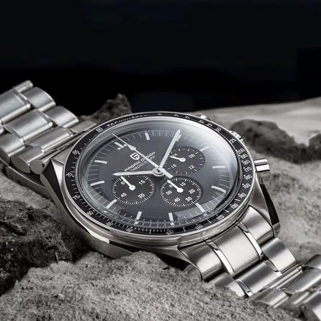PAGANI DESIGN 2026 New Montre lune Montre à Quartz de Luxe Pour Hommes verre saphir Chronographe Expédié localement dans l'UE