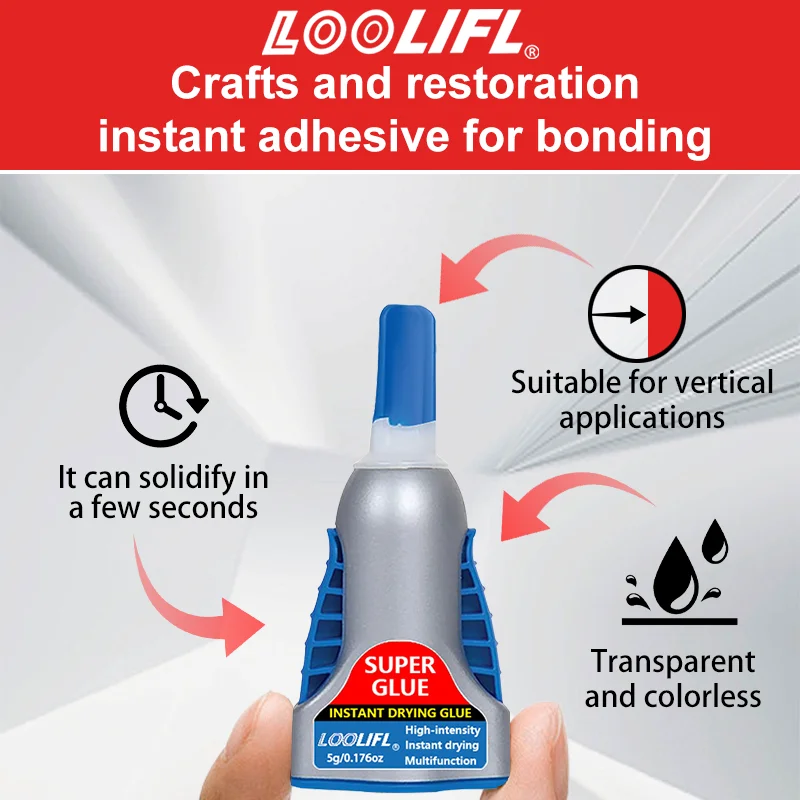 Super glue, instant drying glue, suitable for all kinds of crafts repair, DIY handmade products production, colorless and tastel