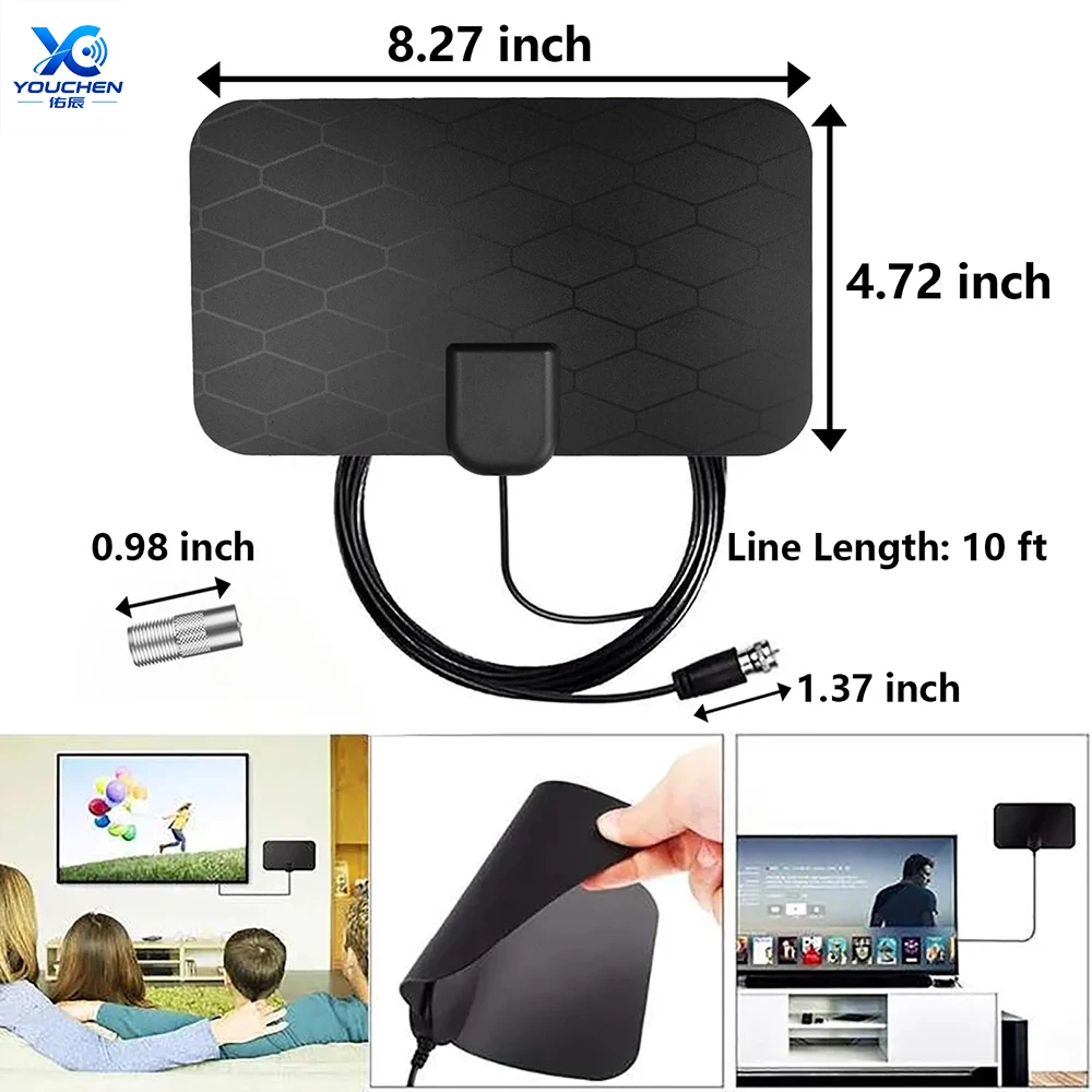 TV Digital Antenna for Smart TV Indoor,Portable HD Antenna Support 4K 1080p for Local Channels,Long Range Reception