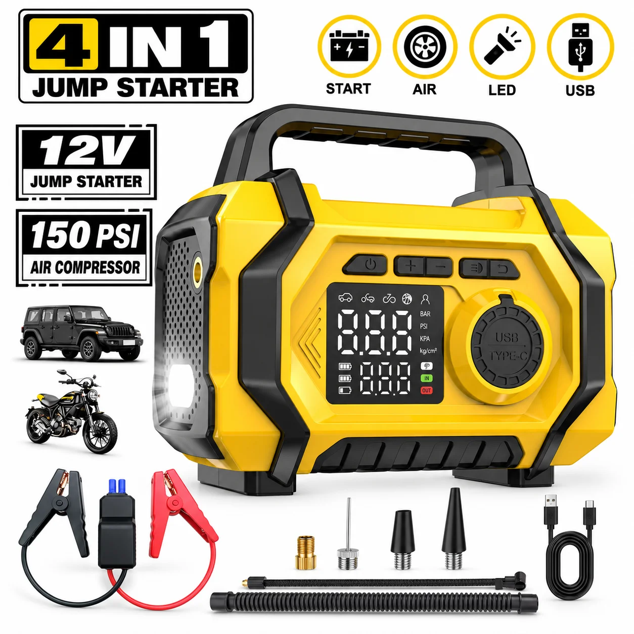 12v-car-battery-jump-starter-with-150-psi-air-compressor-portable-4-in-1-battery-booster-power-bank-led-flashlight-for-cars